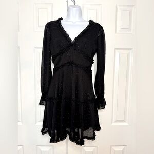 B.Smart black long sleeve sparkle dress